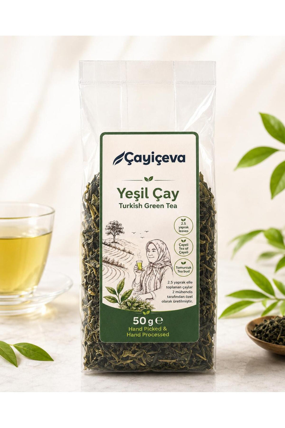 CAYICEVA handgemachter grüner Tee, ohne Zusatzstoffe, natürlicher Schwarzmeertee 50 g