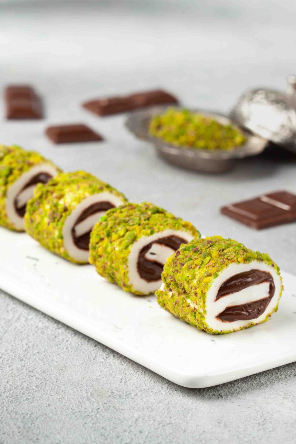 Husrevzade Pistachio fistigi Coated Chocolate Turkish Delight 450 g