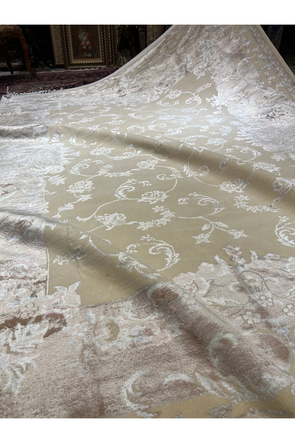 RD RAMAZAN DAG Hand Rug Art Hand-Woven Silk Blend Usak Rug Special Weave Size 300x200 - MALLTURK