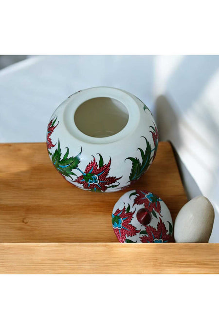 Sema Cini Handmade Ceramic Sphere Red Glitter Flower Vase - MALLTURK