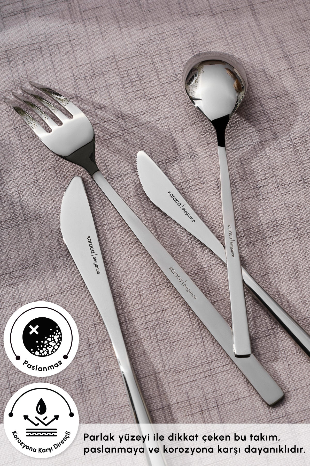 Karaca new liza 84 Piece 12 Place Setting Flatware Set - MALLTURK