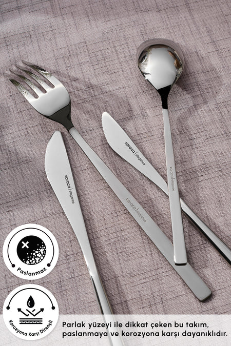 Karaca new liza 84 Piece 12 Place Setting Flatware Set - MALLTURK