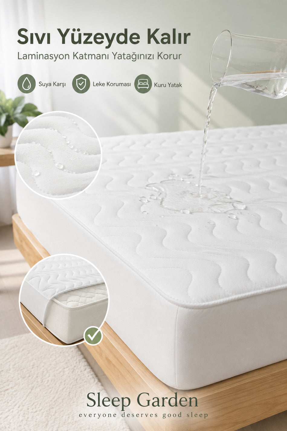 Sleep Garden Waterproof Cotton Quilted Fitted Mattress Protector - MALLTURK