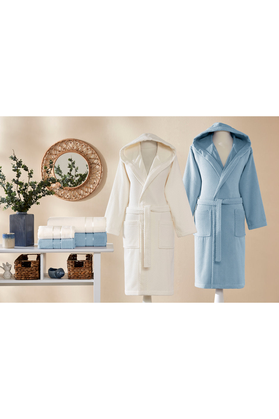Ozdilek Bright Velvet Family Bathrobe Set