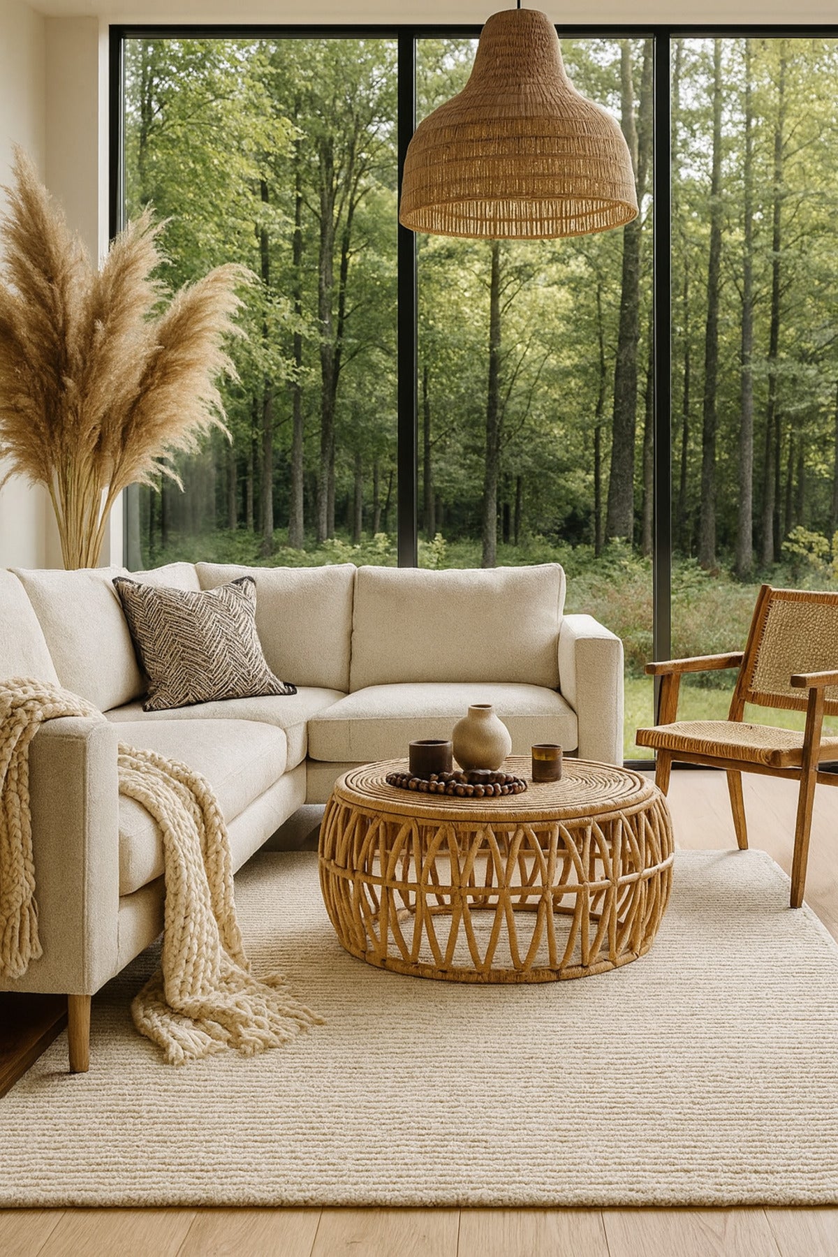 Vog Rug Navia Hand-Woven Wool Cream Living Room Rug | Natural Bohemian Tarz Kaliteli and Sik Decorative Rug VogSKR
