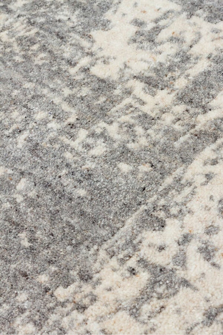 Kalesta Rug Grace Beige Grey, Self-Patterned Pattern Wool, Viscose and Cotton Blend Pattern Elegant Living Room Rug - MALLTURK
