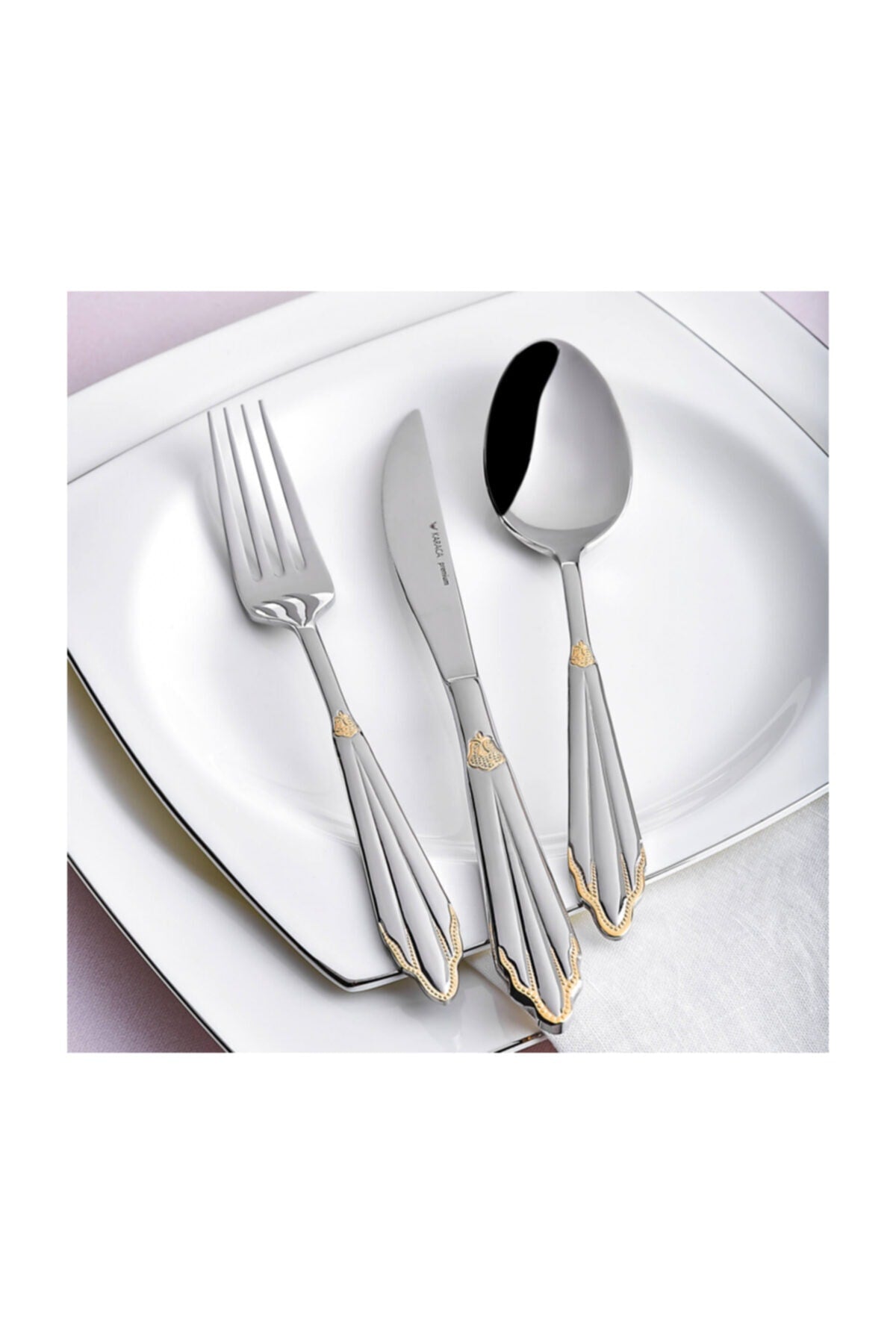 Karaca mantilla gold sandikli 84 Piece Flatware Set - MALLTURK
