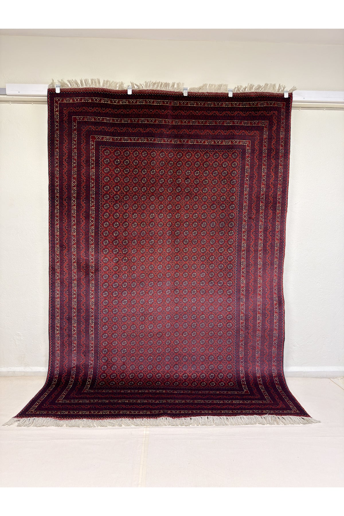 Afghan Rug Hand-Woven Hojanosrai Design 100% Wool Natural Dye