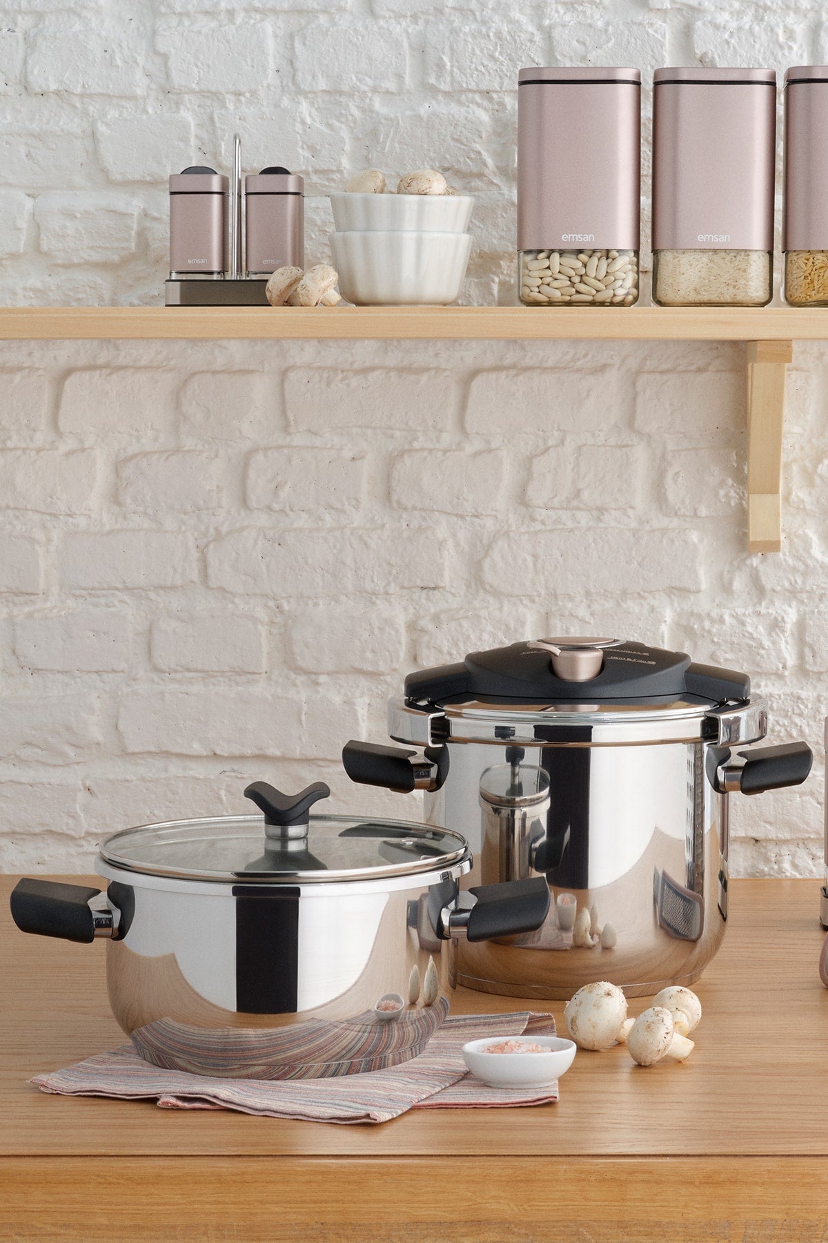 Emsan innocook Pressure Cooker Set Golden Pink 4 6.5 Lt - MALLTURK