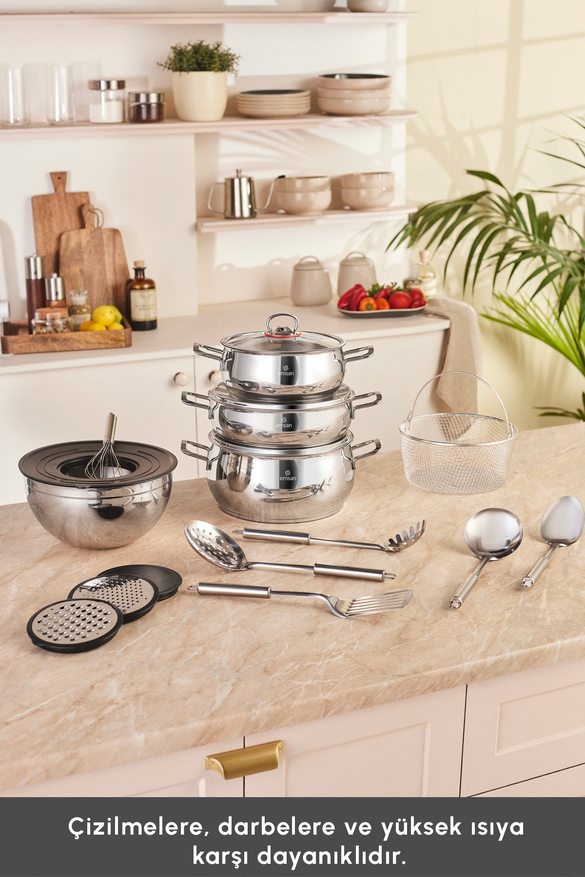 Emsan Karistir Pisir Sakla 18 Piece Karistirma Kabi ve Servis Gerecli Cookware Set