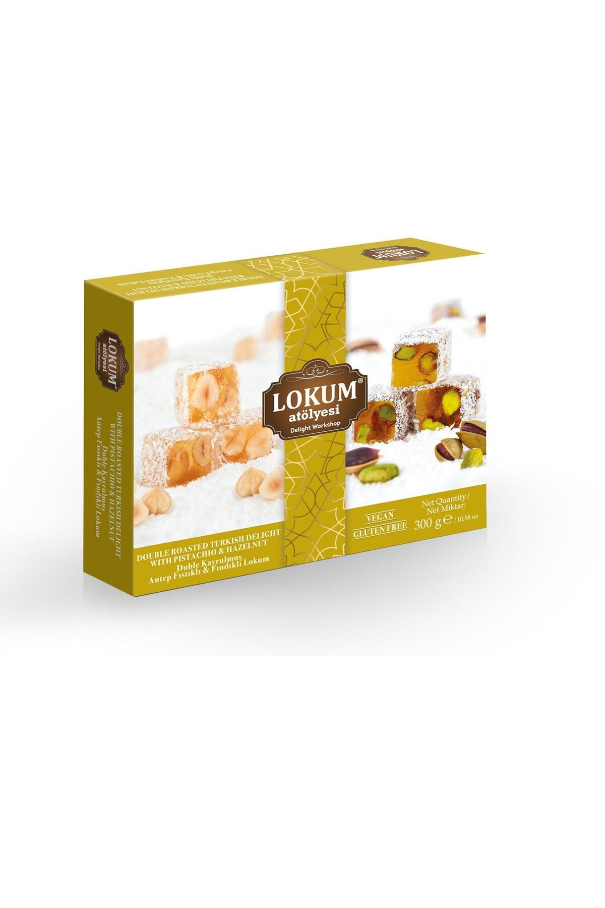 Lokum Atolyesi Extra kavrulmus Pistachio Hazelnut Turkish Delight 300g - MALLTURK