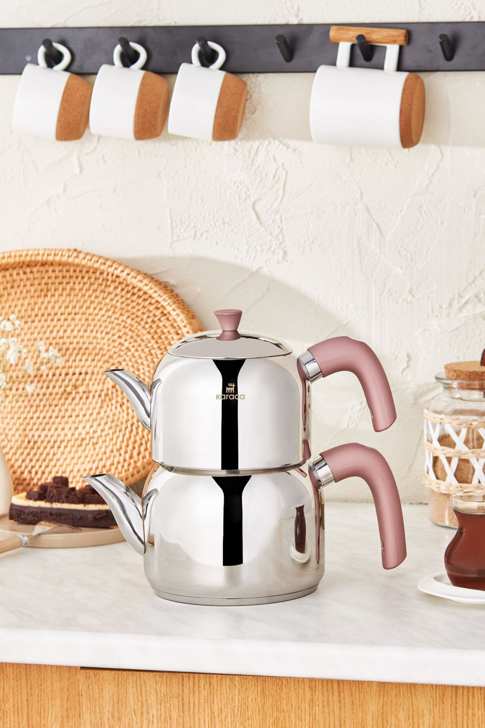 Karaca Alder induction Base Midi Teapot Set Rose - MALLTURK