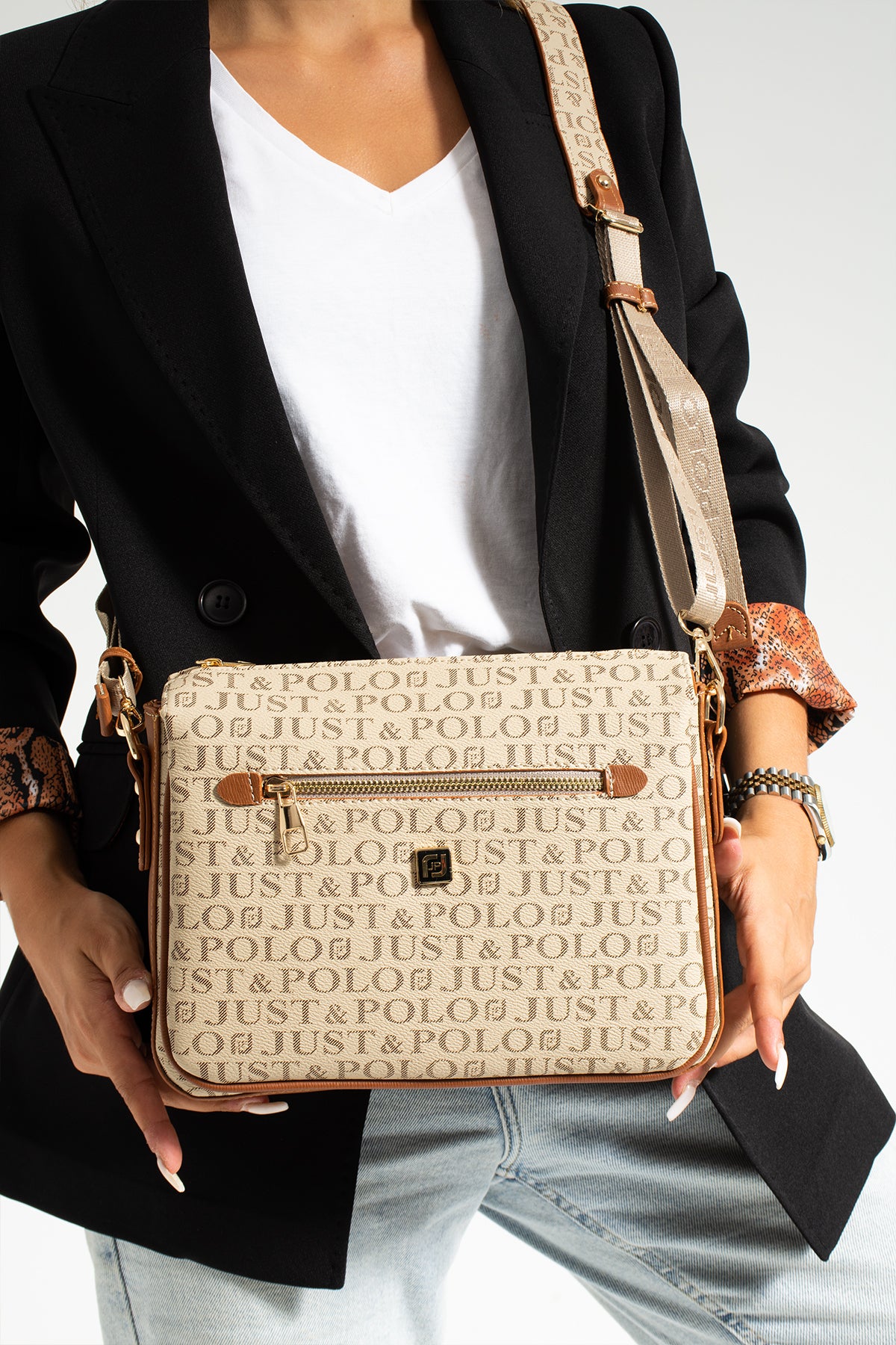 Beige Just Polo Women's Shoulder Bag - MALLTURK