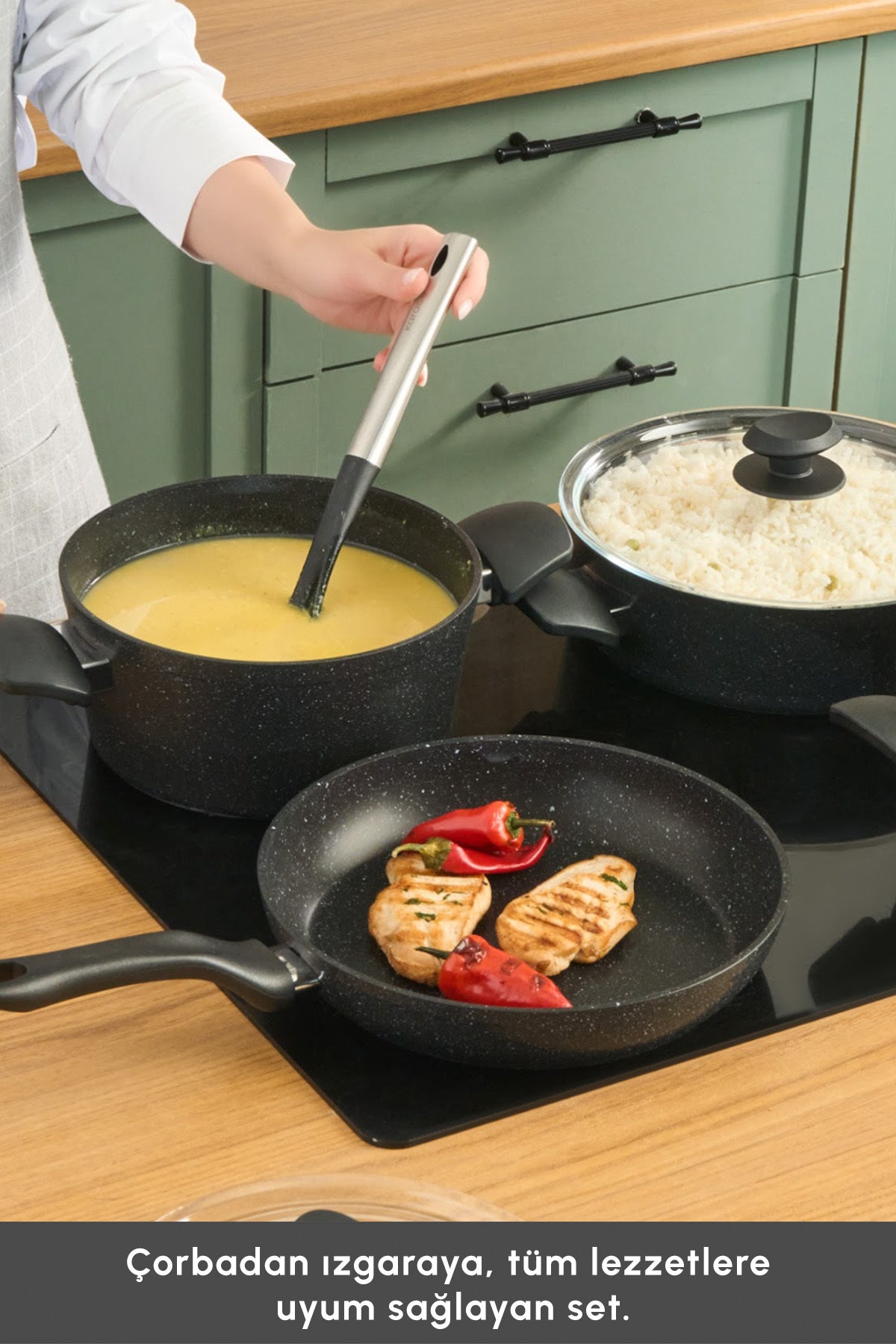 Karaca Defne Biogranit V2 7 Piece Cookware Set - MALLTURK