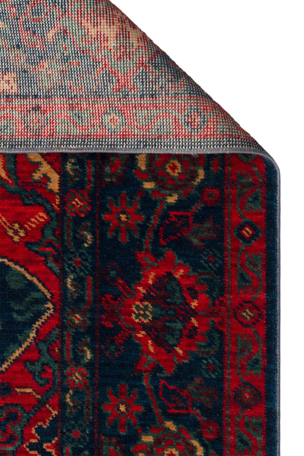 Cool Rug Mardin Navy Red Cok Multicolor Classic 4 Mevsim New Zealand Wool Soft Hand-Woven Living Room Rug