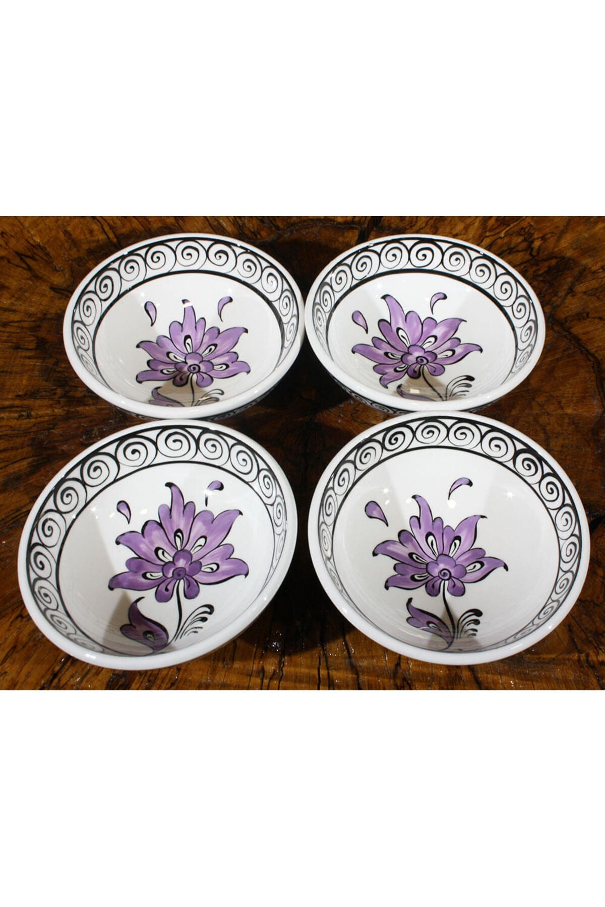 Cini Evi Lotus Patterned 4-Piece Bowl Set - MALLTURK