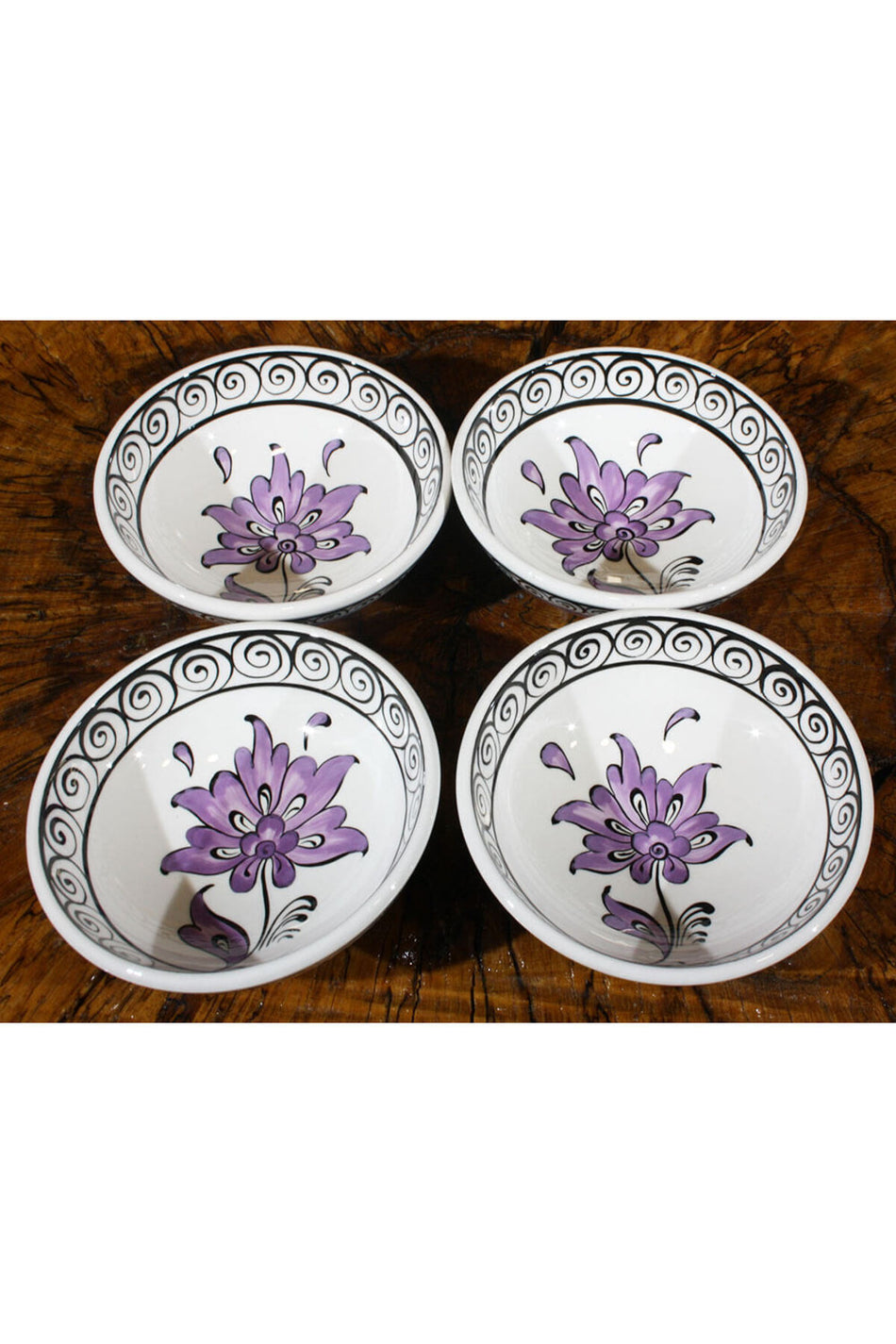 Cini Evi Lotus Patterned 4-Piece Bowl Set - MALLTURK