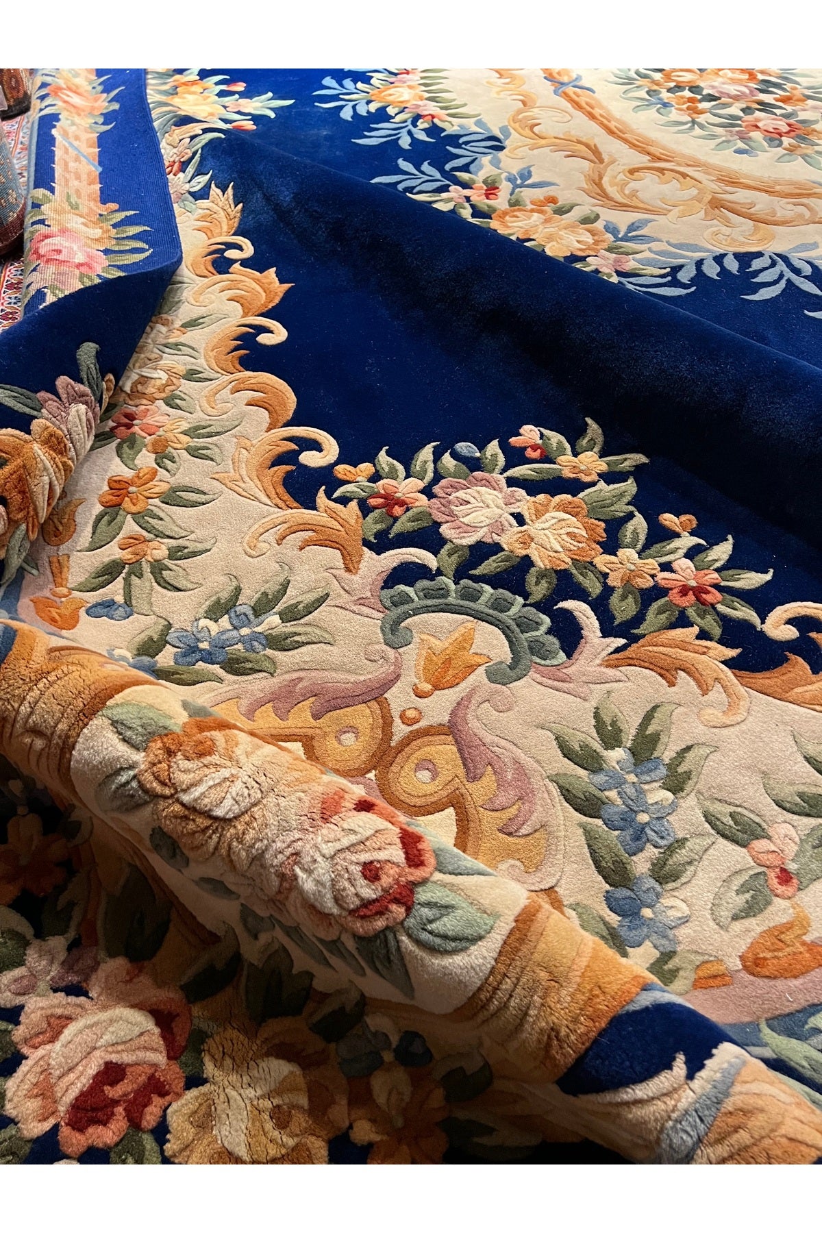 RD RAMAZAN DAG Hand Rug Art Hand-Woven Embossed Chinese Rug Premium Quality Navy Color Exceptional Bir Urun Size 460x370 - MALLTURK