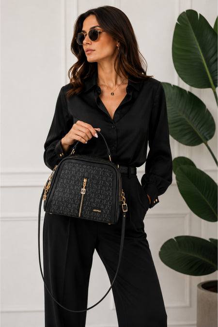Just Polo Original Women's New Season Luxury Soft Leather Adjustable Crossbody Stylish Hand and Shoulder Bag Black - MALLTURK