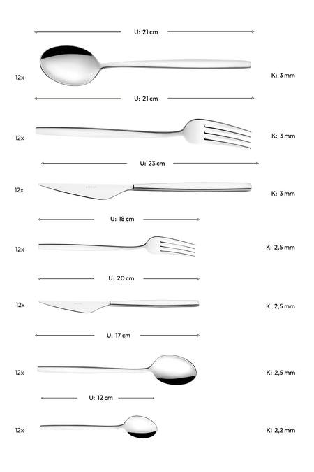 Emsan evelyn 84 Piece 12 Place Setting Flatware Set - MALLTURK