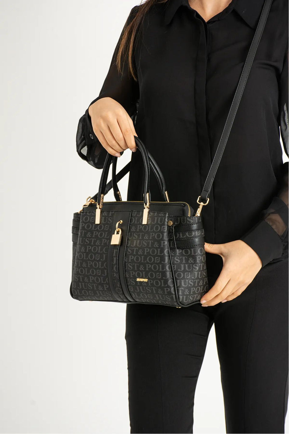 Just Polo Stone Monogram Women's Hand and Shoulder Bag - MALLTURK