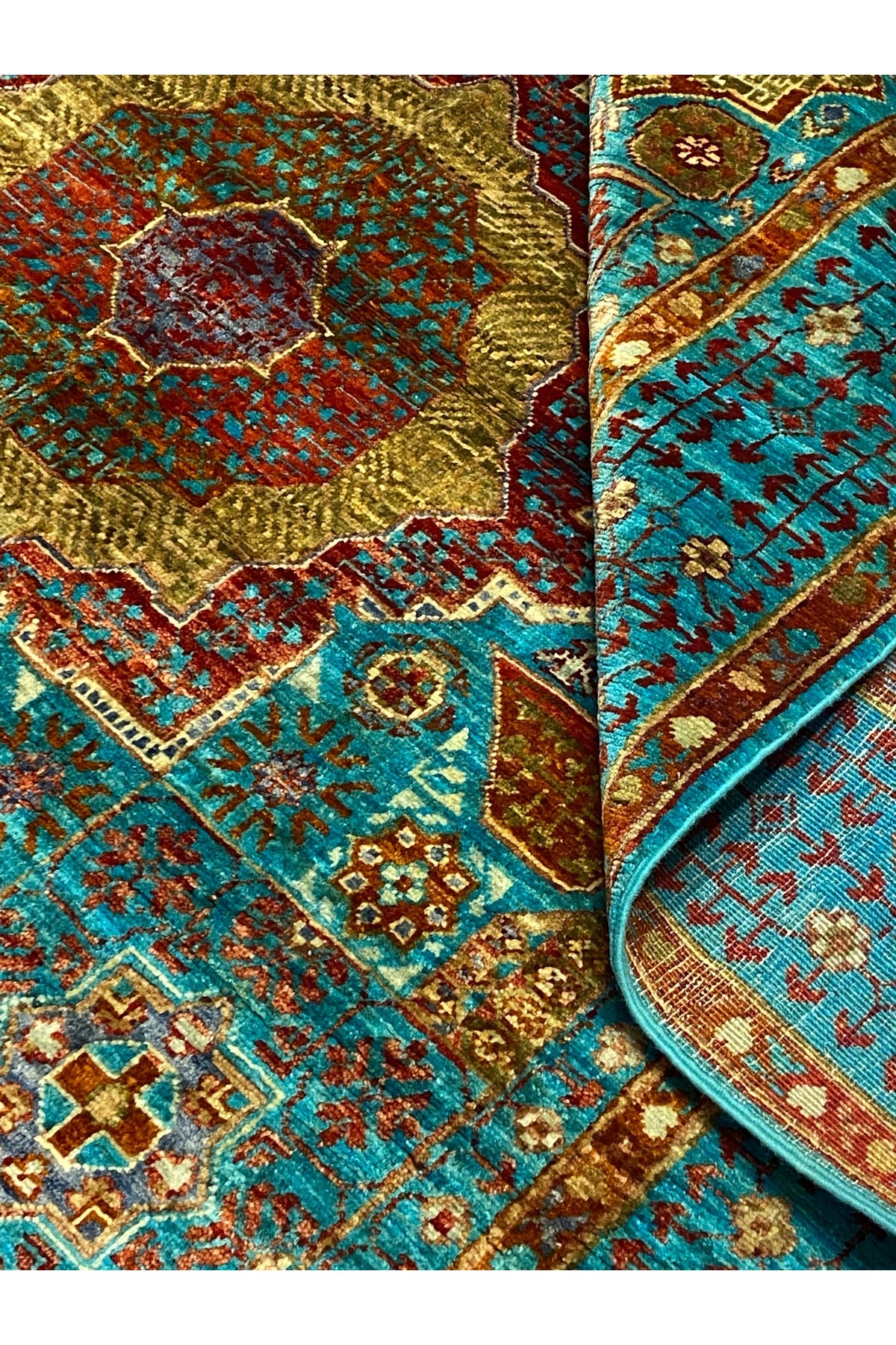 fethiyehalikilim Hand-Woven Afghan Memluk Rug %100 Wool%100 Hand-Woven Natural Decorative Rug, Handcrafted Original Design