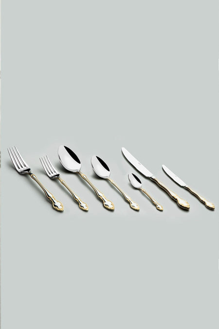 Nehir adriana altin Plain 12 Place Setting 89 Piece Boxed Flatware Set - MALLTURK