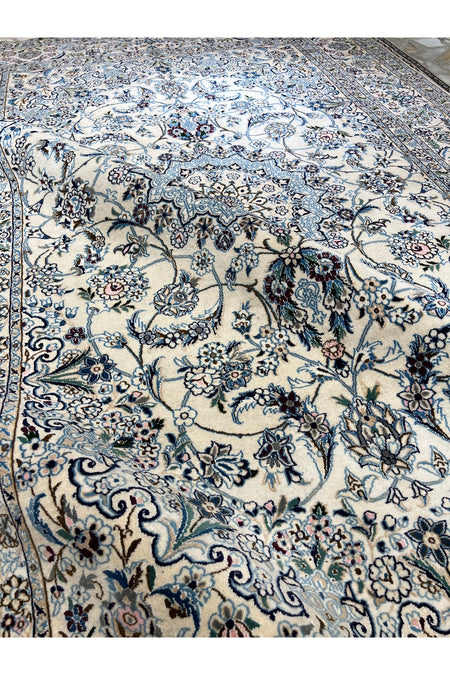 RD RAMAZAN DAG Hand Rug Art Hand-Woven Iranian Nain Rug Premium Quality Wool Blend Size 290x200 - MALLTURK