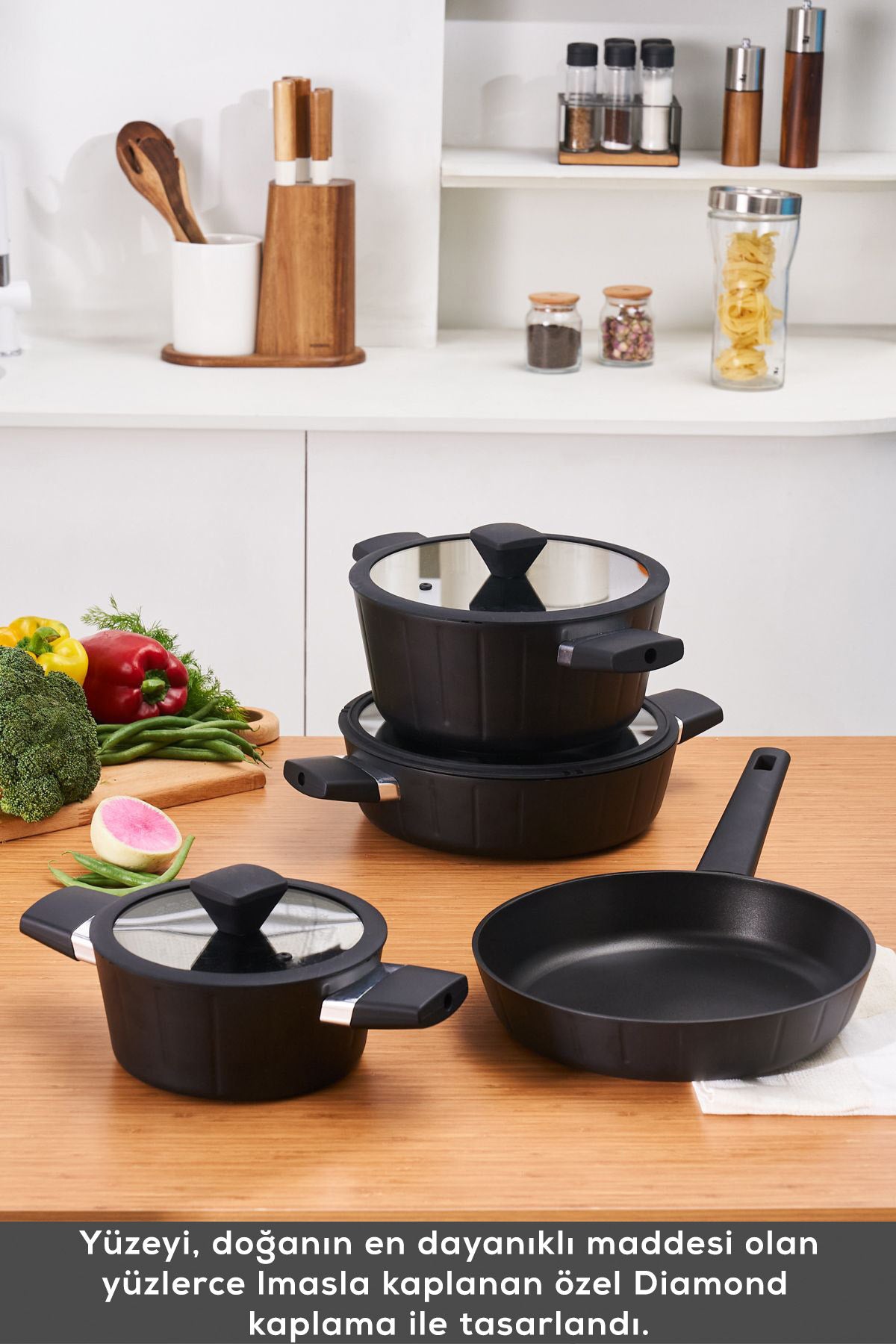 Karaca Biodiamond Regnum Induction Compatible 7 Piece Cookware Set - MALLTURK