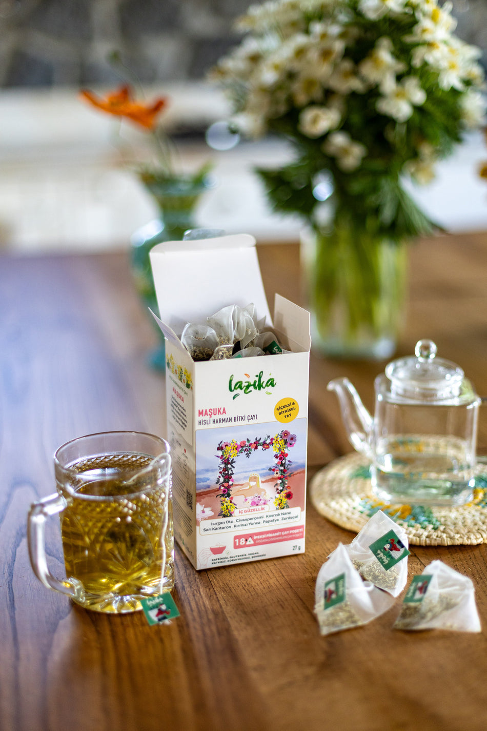 LAZIKA Sensitive Blend Mashuka Herbal Tea 18 PLA Bags - Nettle, Yarrow, Red Clover - MALLTURK