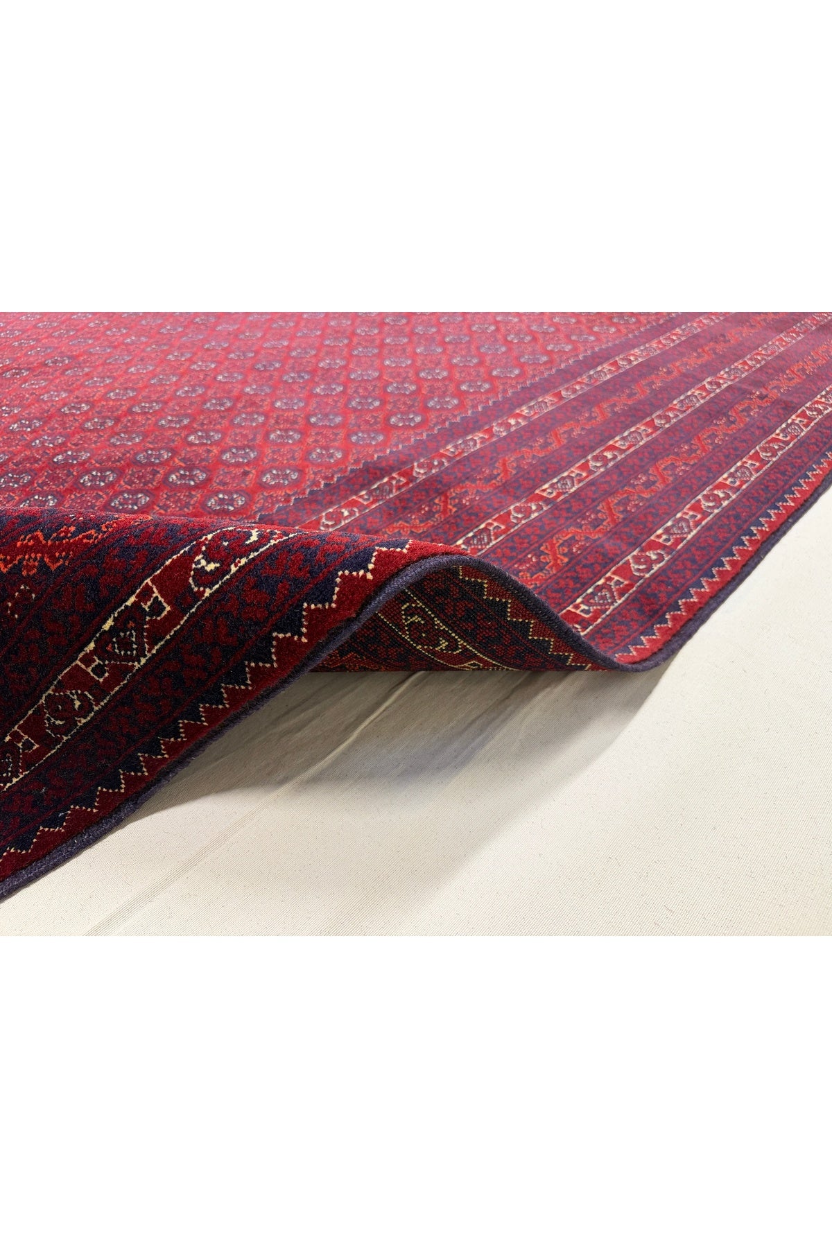 Afghan Rug Hand-Woven Hojanosrai Design 100% Wool Natural Dye