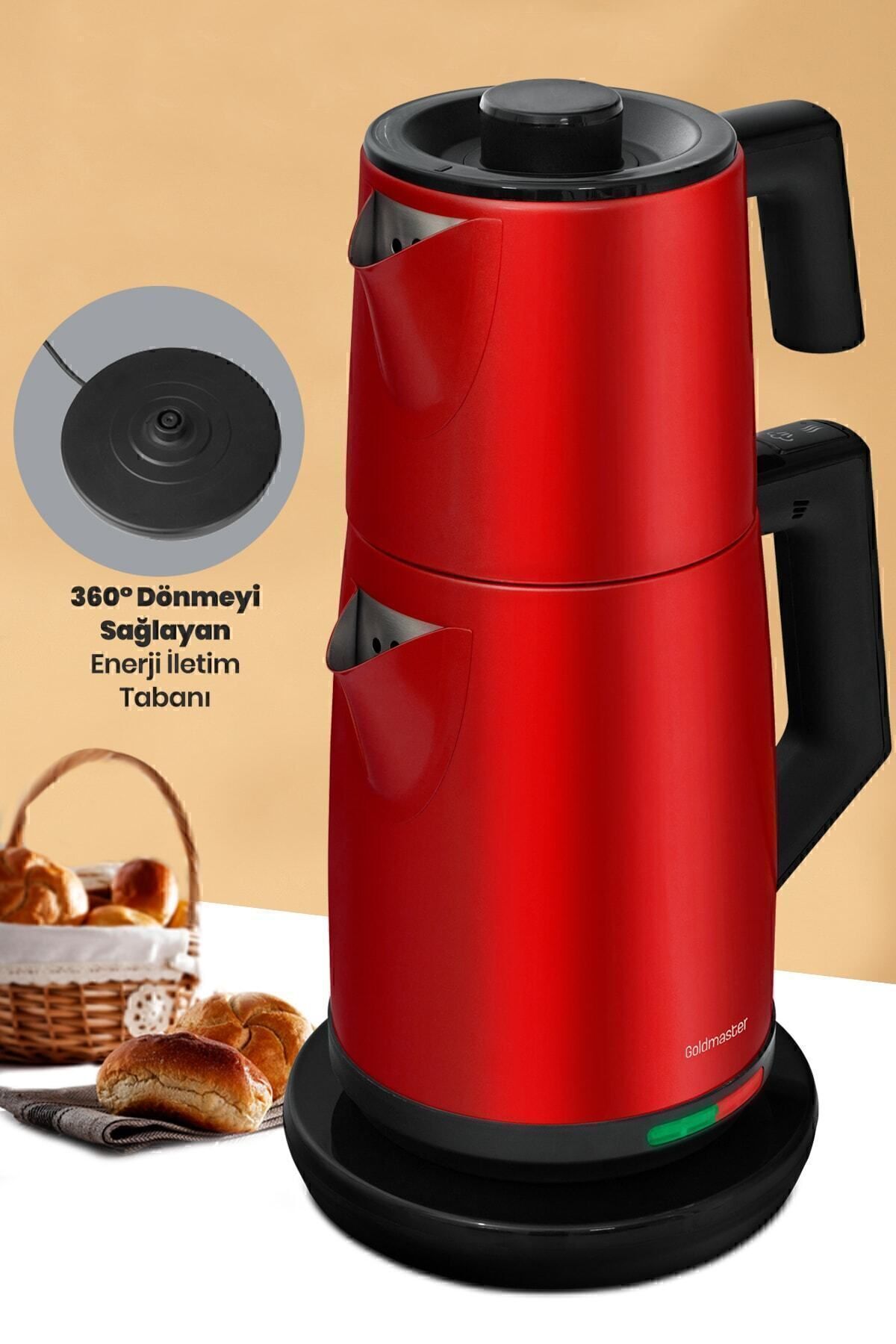 GoldMaster Yudum Matte Red Stainless Steel 2200 Watt Steel Tea Maker and Water Heater - MALLTURK