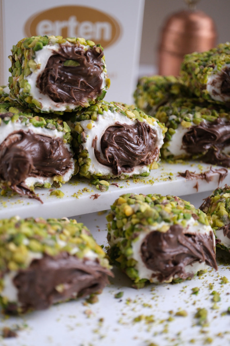 Erten sekerleme pirinc Pistachio Chocolate Turkish Delight 500 g - MALLTURK