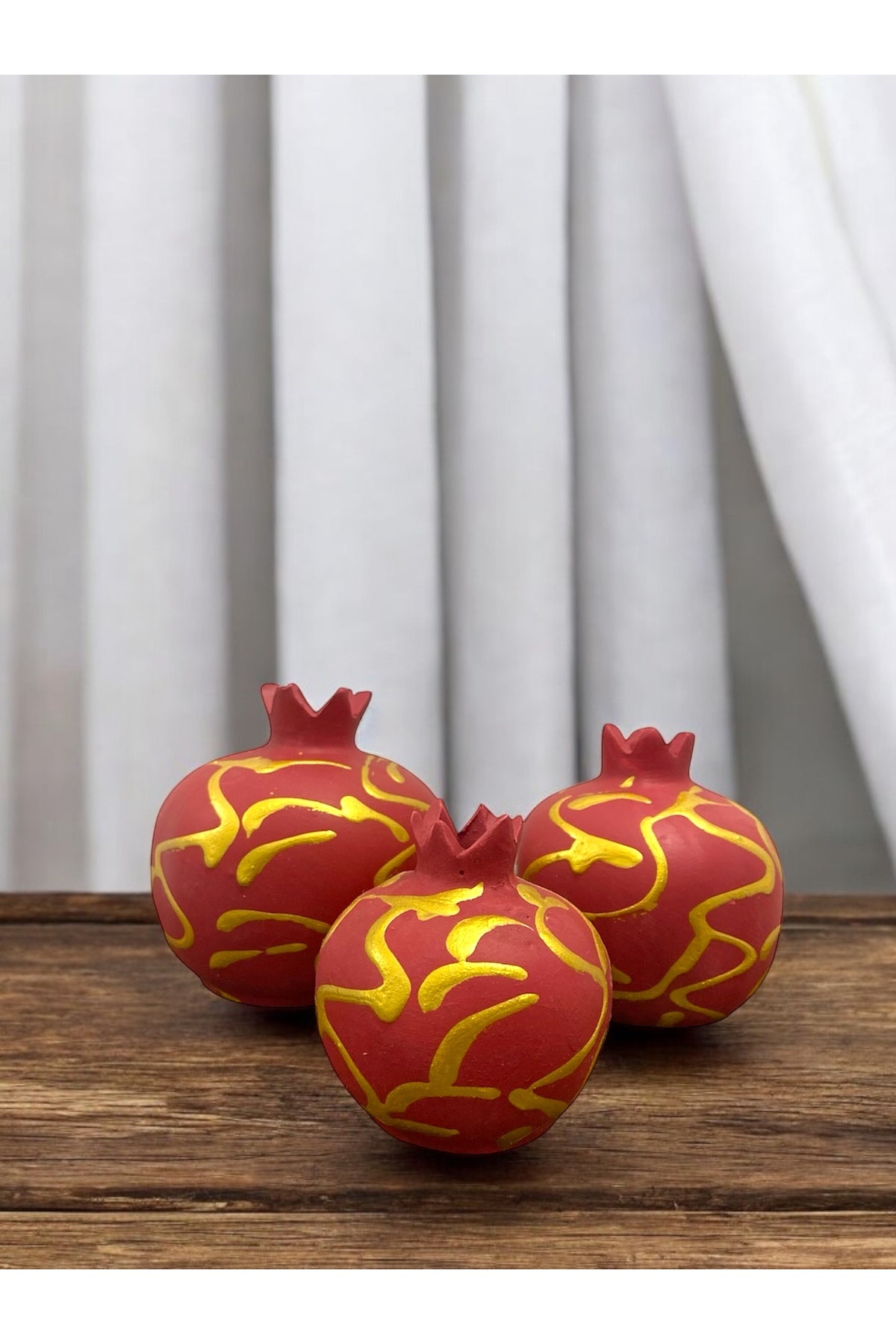 STORESZA Handmade Red Yellow Yaldizli Pomegranate Set - (3-Piece) - MALLTURK