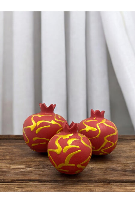 STORESZA Handmade Red Yellow Yaldizli Pomegranate Set - (3-Piece) - MALLTURK