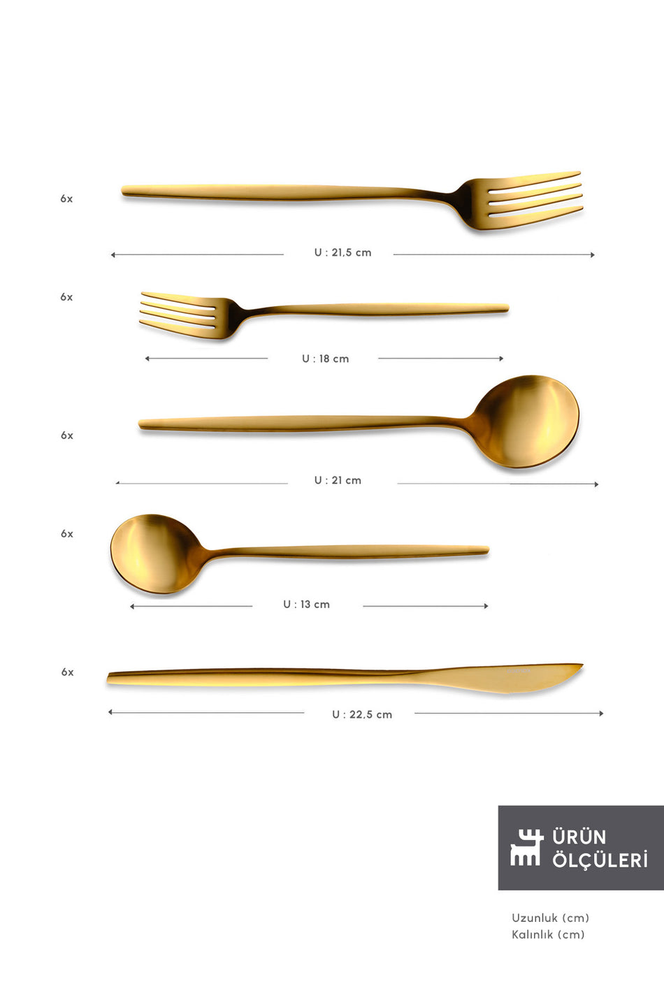 Karaca orion matte gold 30 Piece 6 kisiik Flatware Set - MALLTURK