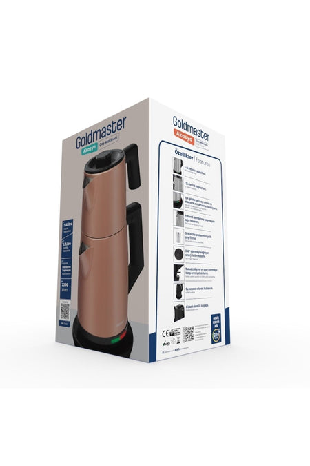 GoldMaster GM7344V Acacia Violet XL 2200 Watt Patented Drip-Free Design Stainless Steel Tea Maker and Water Kettle - MALLTURK