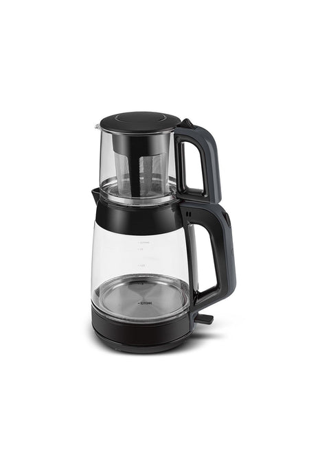 Karaca Glass Tea XL 2-in-1 Glass Water Kettle & Tea Maker Anthracite - MALLTURK