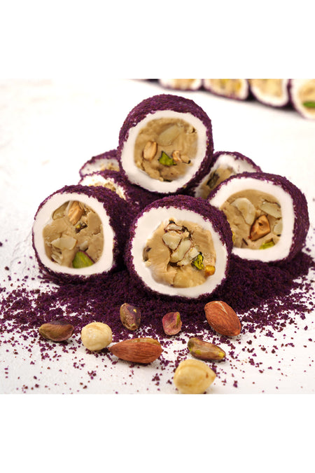 Lokum Atolyesi hurrem Sultan Style kadife mor Pistachio Hazelnut Almond dolma Turkish Delight 600g