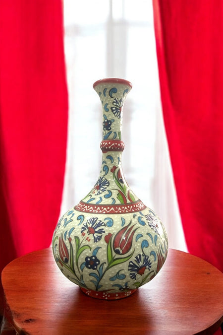 STORESZA Handmade 30cm Kutahya Teardrop Ceramic Vase – Red - MALLTURK