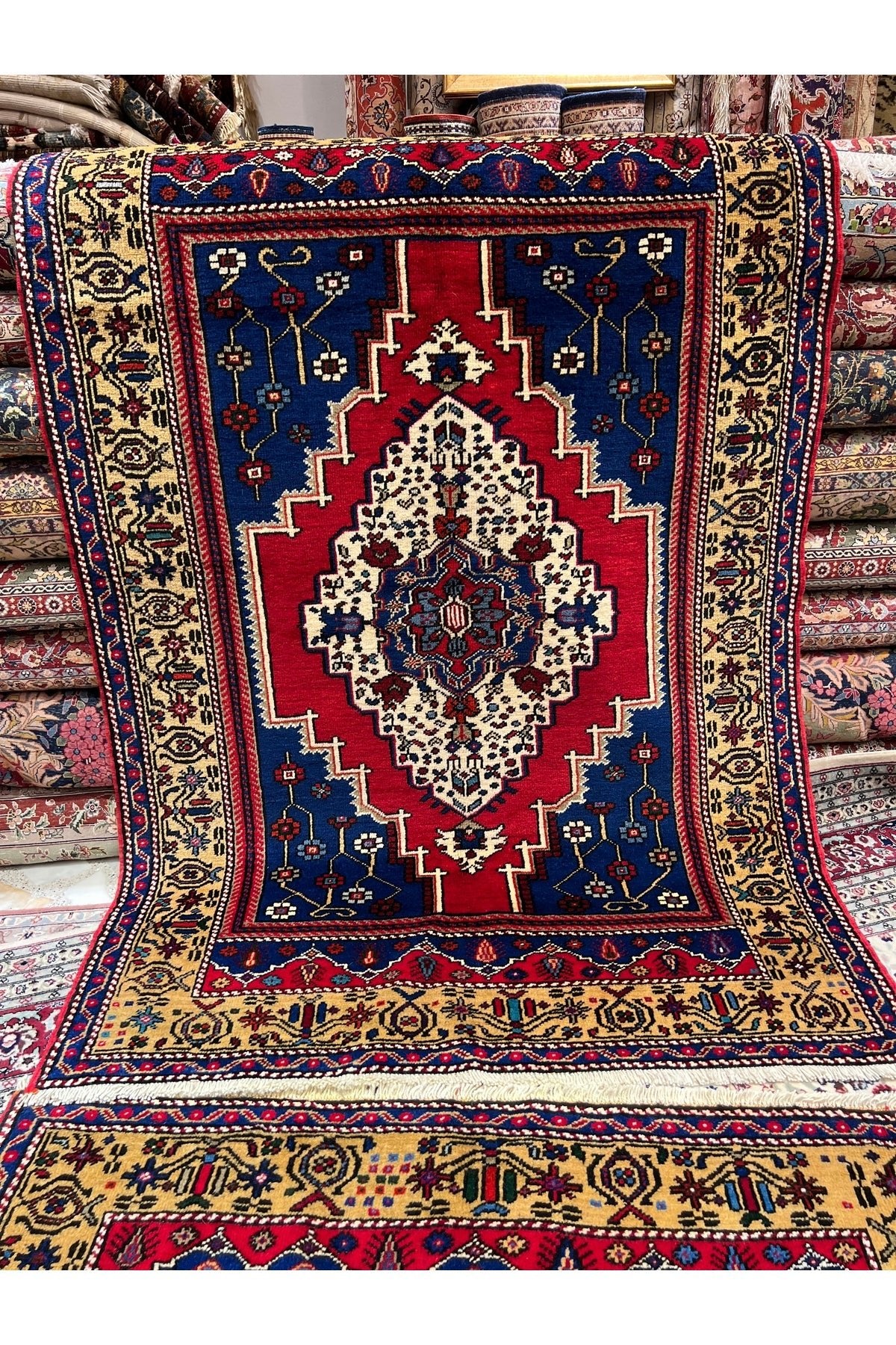 RD RAMAZAN DAG Hand Rug Art Hand-Woven Taspinar Rug Yune Wool Weave Olup Natural Dye Two Pieces Available 186x1.27 - MALLTURK