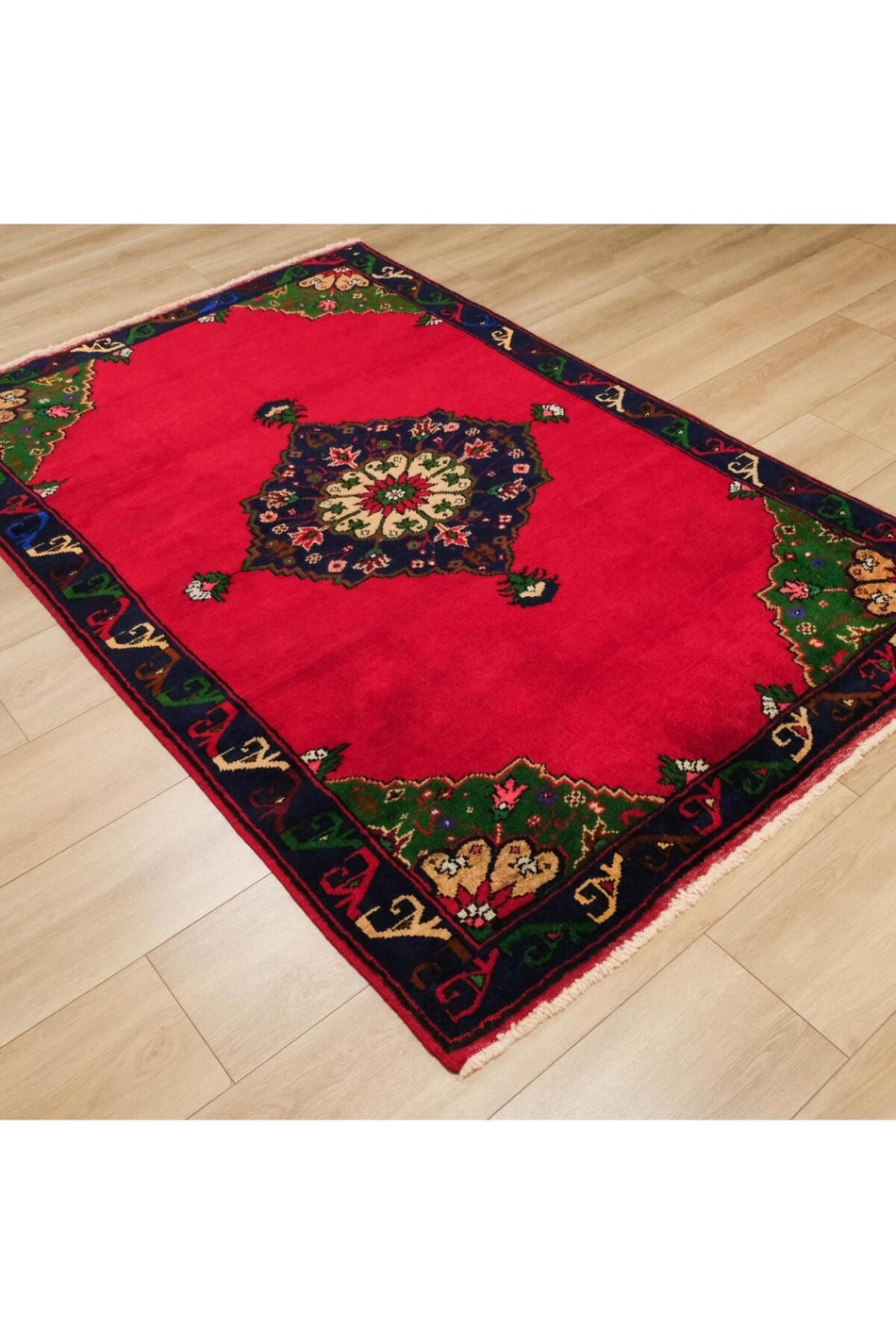 Alfombra de lana roja tejida a mano con diseño auténtico de Halıcızade