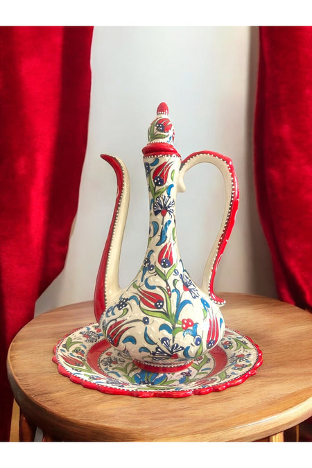 STORESZA Handmade Kutahya Ceramic Jug, Vase and Plate Set - MALLTURK