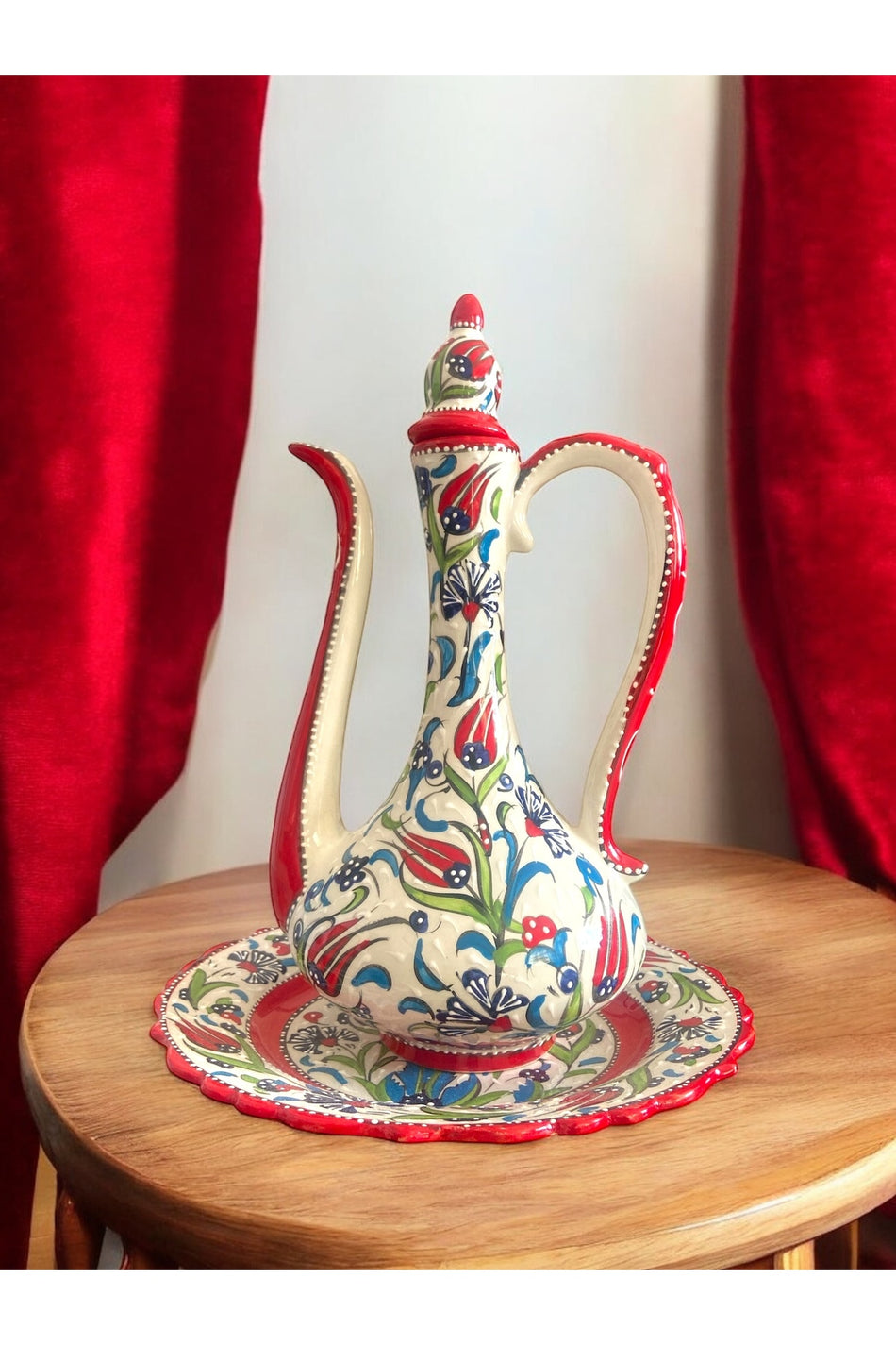 STORESZA Handmade Kutahya Ceramic Jug, Vase and Plate Set - MALLTURK