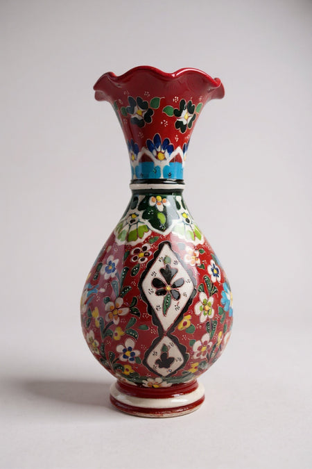 STORESZA Handmade Wheelwork 30cm Tulip Motif Red Hyacinth Vase - MALLTURK
