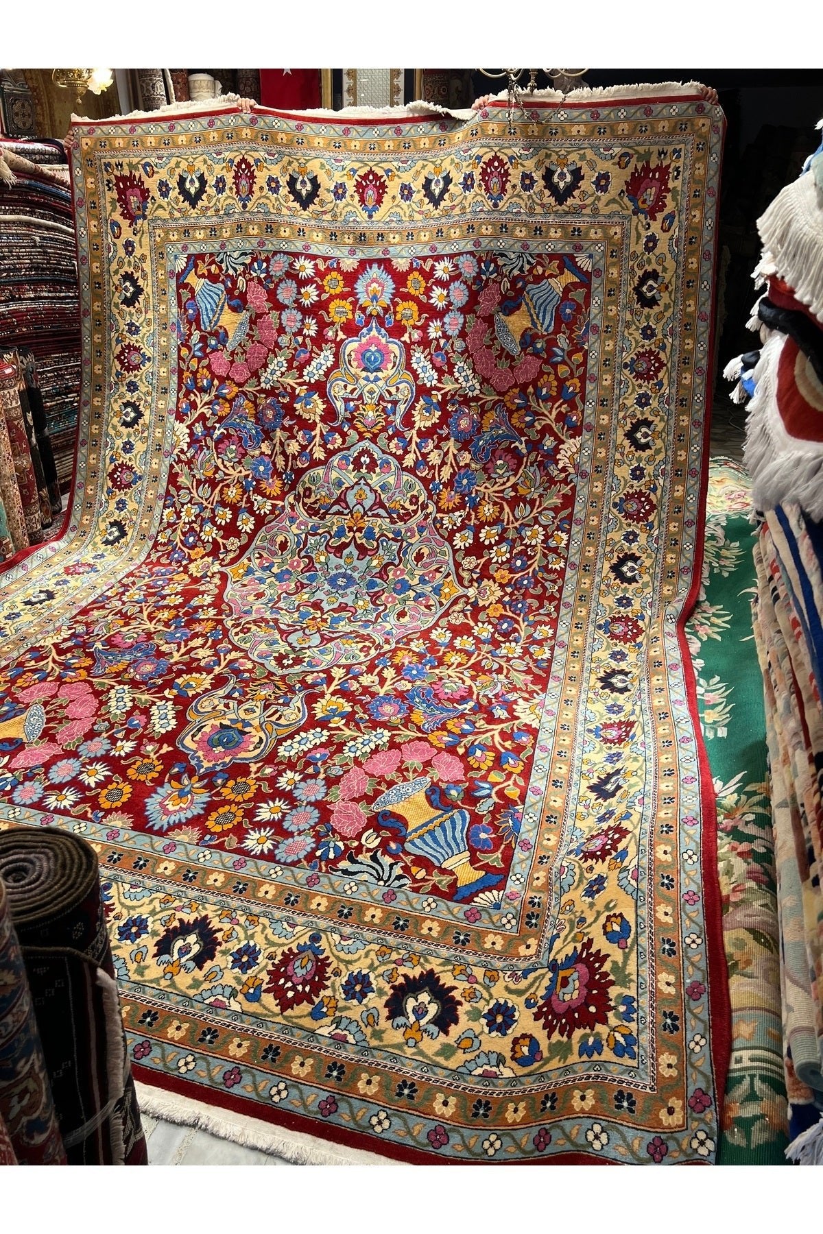 RD RAMAZAN DAG Hand Rug Art Hand-Woven Duruder Hereke Rug Rengarenk Collector Piece Size 430x300 - MALLTURK