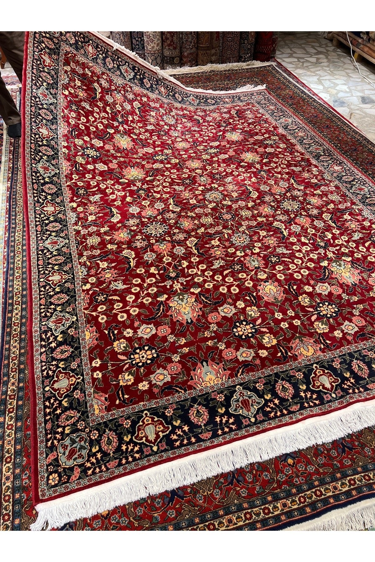 RD RAMAZAN DAG Hand Rug Art Hand-Woven Sumerbank Hereke Rug Wildflower Design Size 275x205 - MALLTURK