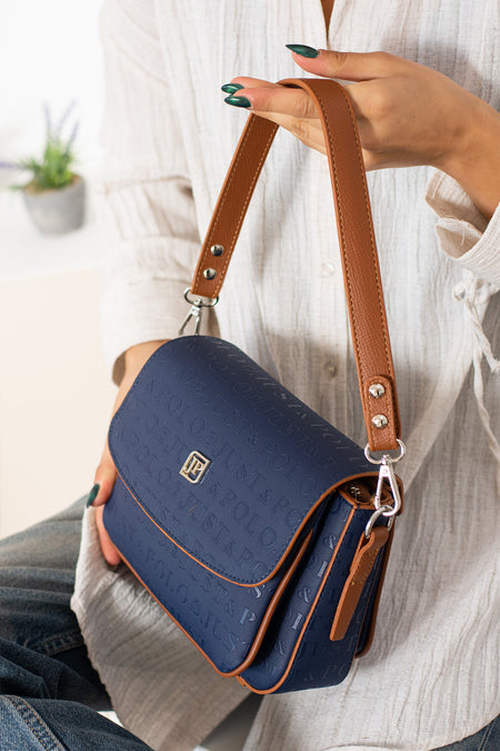 Just Polo, Navy Blue, Women's Flap Shoulder Bag JPM4041 - MALLTURK