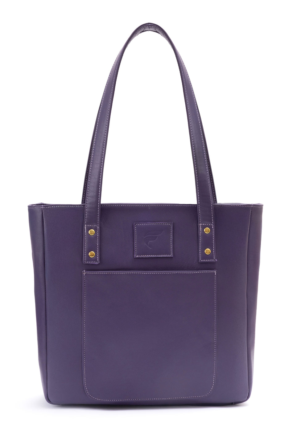 Fubileather Genuine Leather Medium Tote Bag Shoulder and Arm Bag Purple