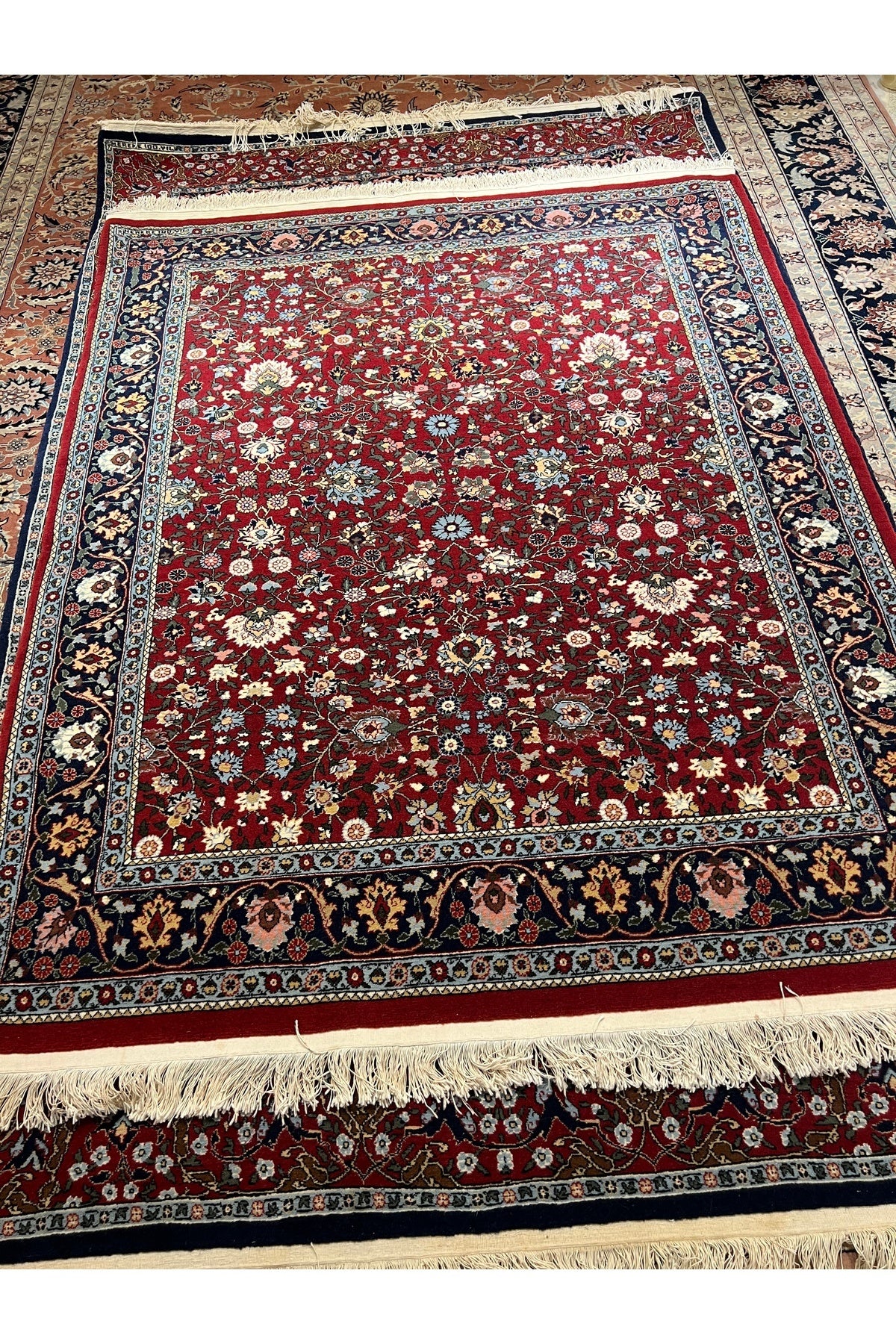 RD RAMAZAN DAG Hand Rug Art Hand-Woven Sumerbank Hereke Rug Signed Seven Mountains Flower Design Size 190x150 - MALLTURK